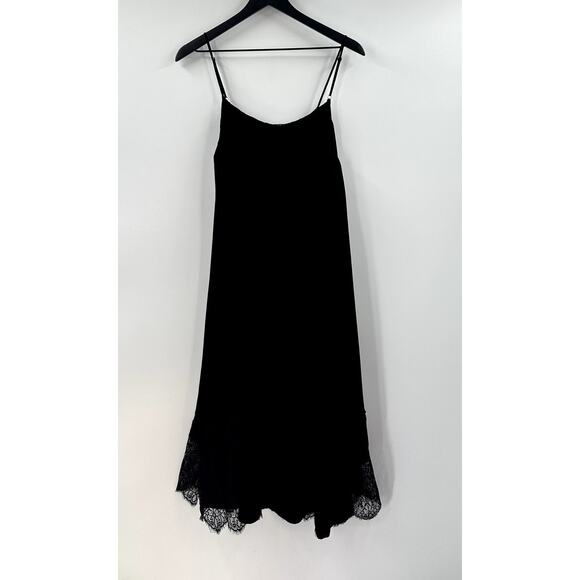STORIA Midi Black Lace Tank Goth Flowy Boho Romantic Dress Size Medium - Picture 1 of 7